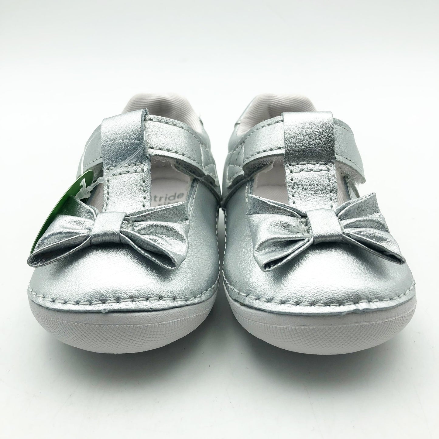 Stride Rite Girls Ashtyn Flat Size 6 Wide Silver Toddler Shoe Mary Jane NIB