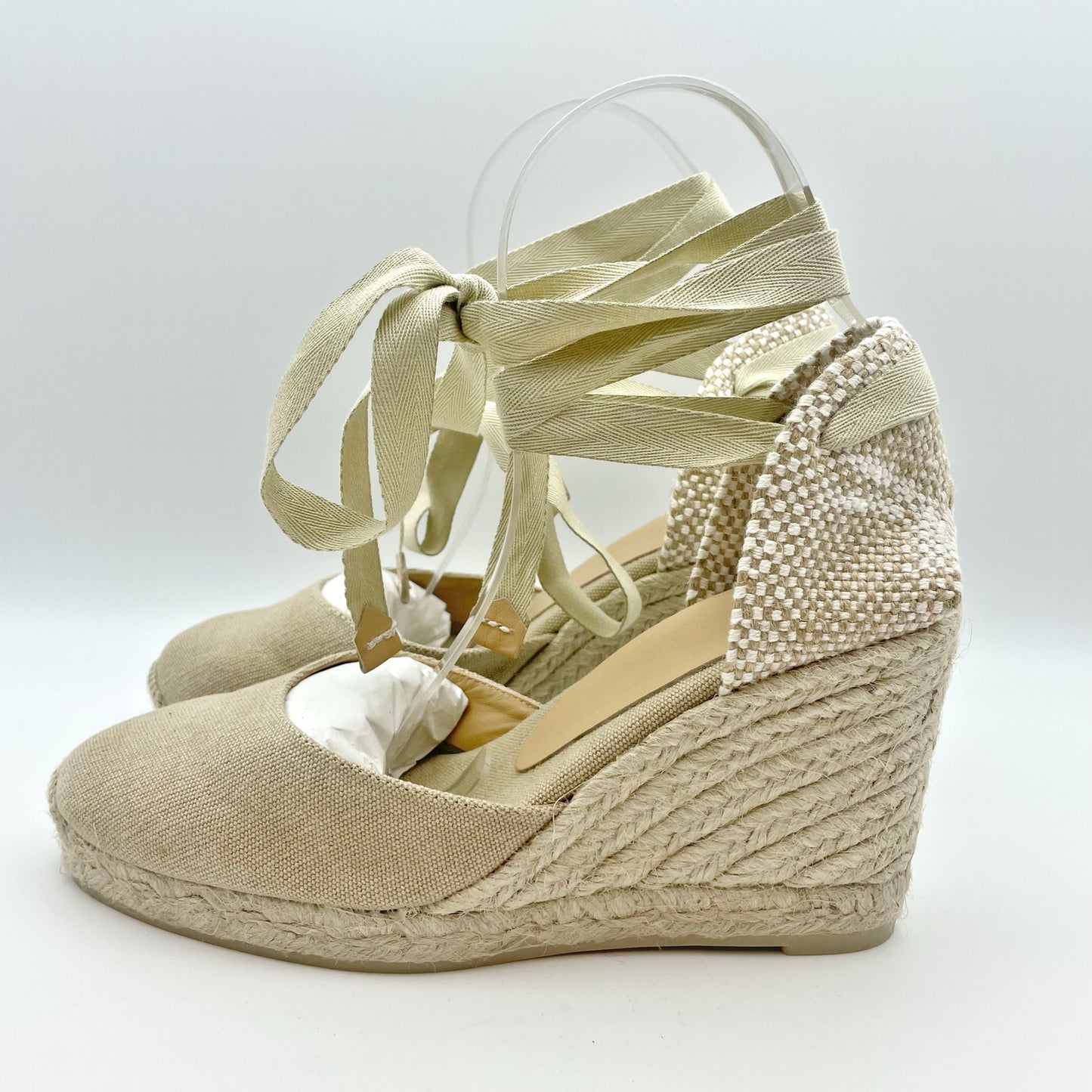 CASTANER Womens Carina 80 Wedge Sandal US 7.5 EU 38 Tan Leather Lining NIB