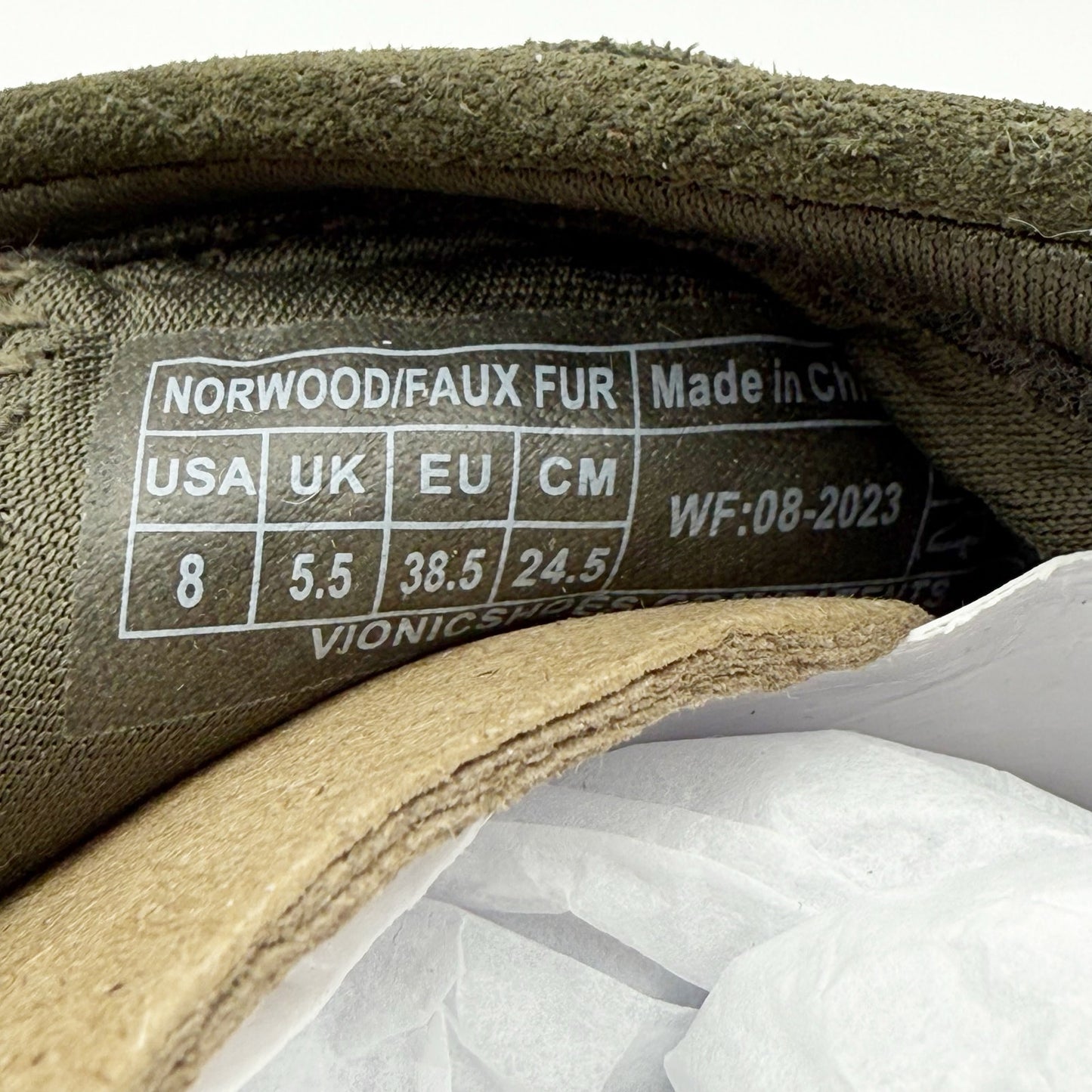 Vionic Womens Norwood Ankle Booties US 8 M Olive Green Suede Water Repellent NIB