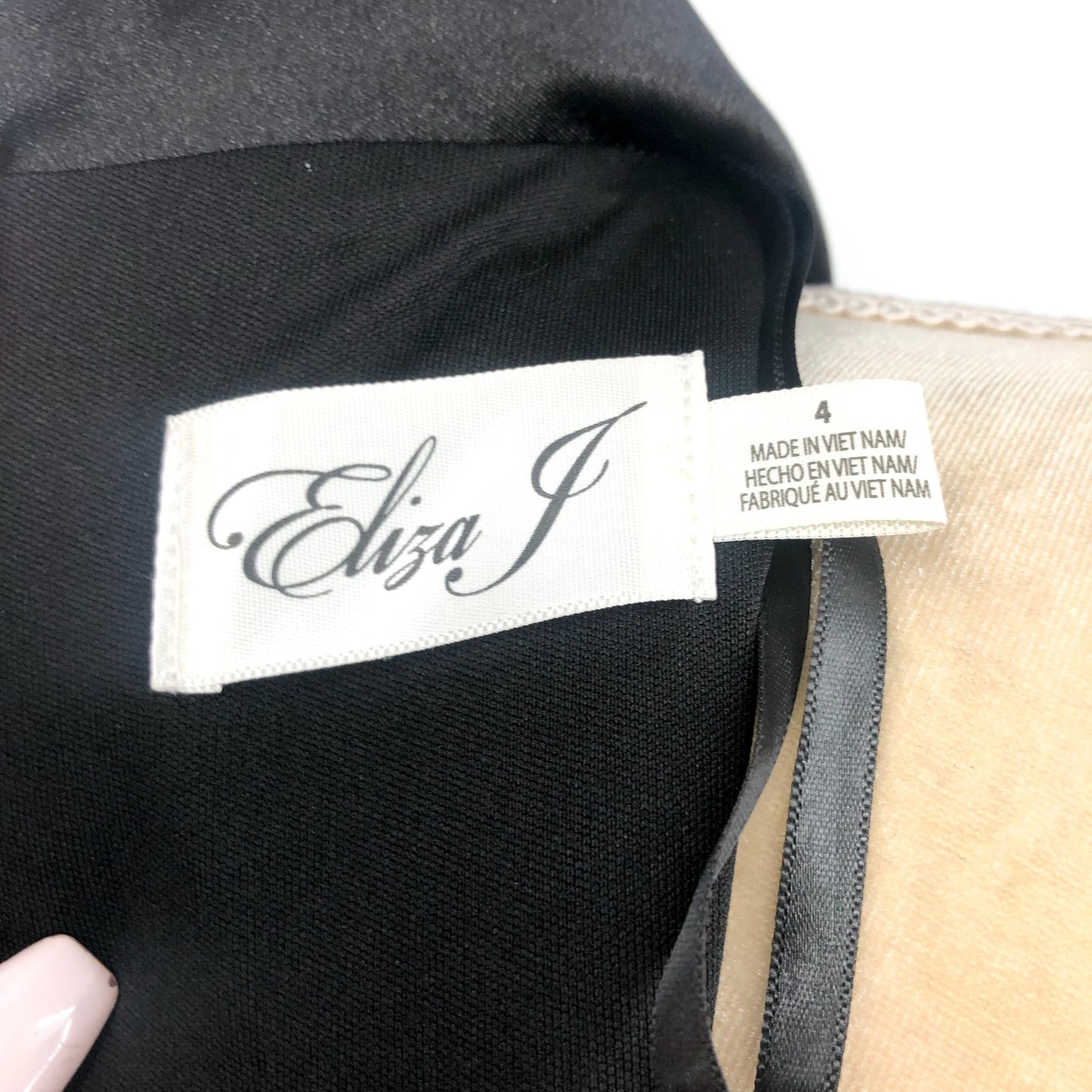 ELIZA J Womens Wrap Tuxedo Gown Size 4 Black Scuba Crepe Long Sleeve NWT