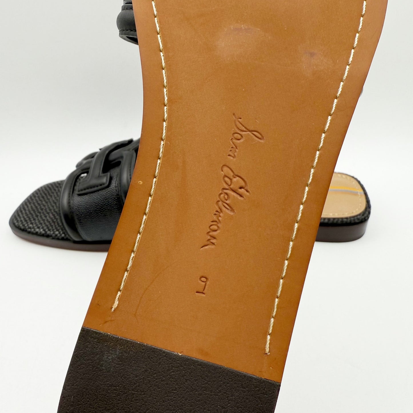 Sam Edelman Womens Irina Sandals US 9 EU 40 Black Leather Slip on Slide NIB