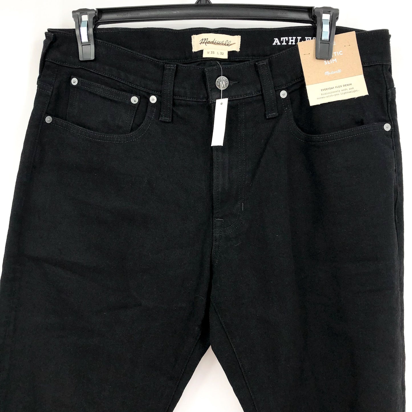 MADEWELL Men's Athletic Slim Jeans 35x32 Black Bainhart Wash Coolmax Denim