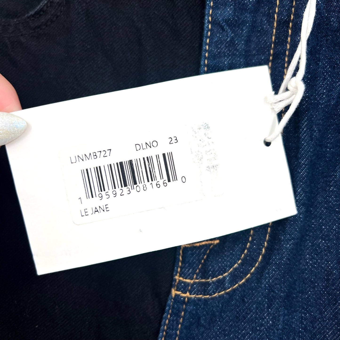 FRAME Womens Le Jane Colorblock Relaxed Jeans Size 23 Blue Black Dell Noir NWT