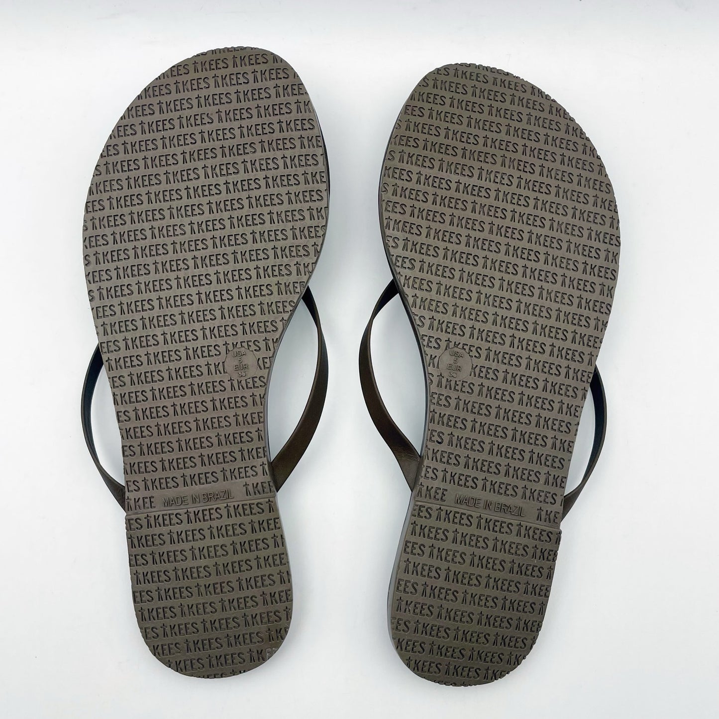 TKEES Womens Lily Square Toe Flip Flop Sandals US 5 B EU 36 Brown Leather NWOB