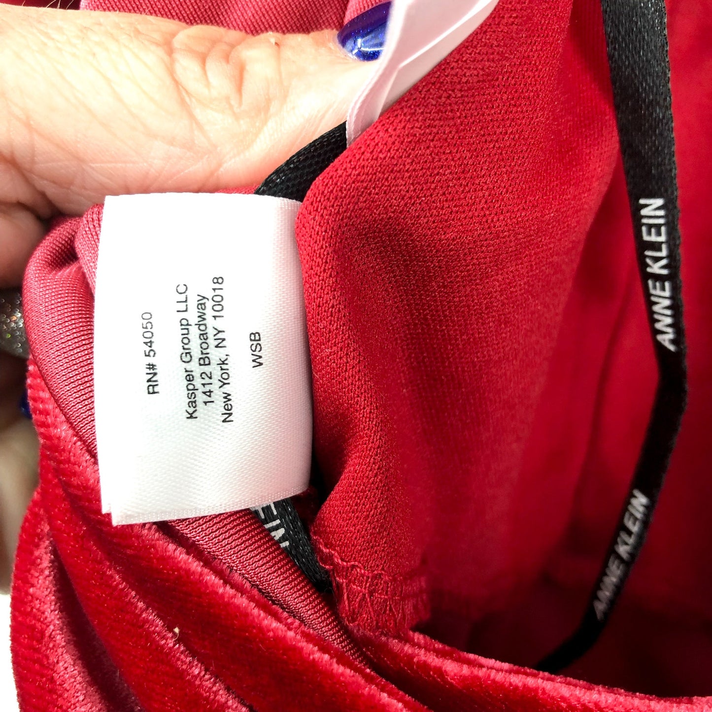 ANNE KLEIN Velvet Wrap Dress Titian Red V Neck SMALL