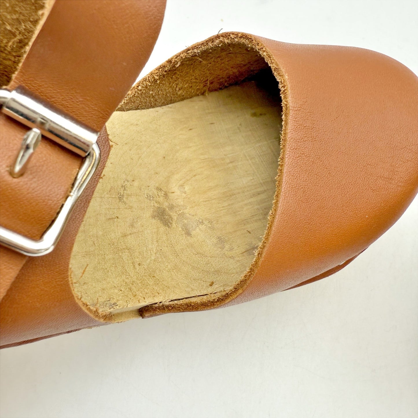 MIA Womens Abba Clogs EU 36 US 6 Luggage Brown Leather Wooden Heel NWOB