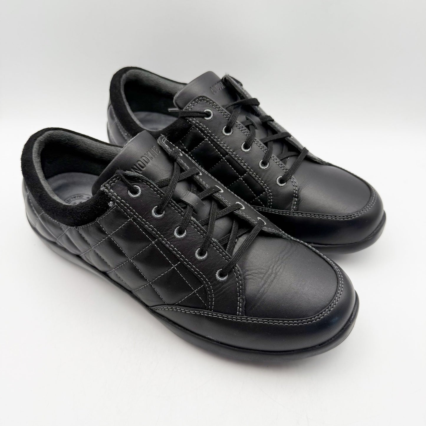 Anodyne Womens No. 75 Casual Sport Sneaker US 9.5 Wide EU 39.5 Black Leather