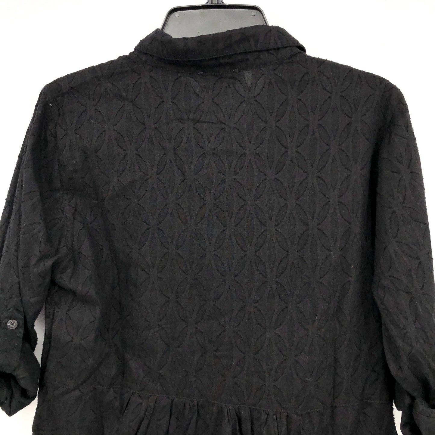 TOMMY BAHAMA Boyfriend Shirt Swim Cover Up Medium Black Cotton Clip Jacquard NWT