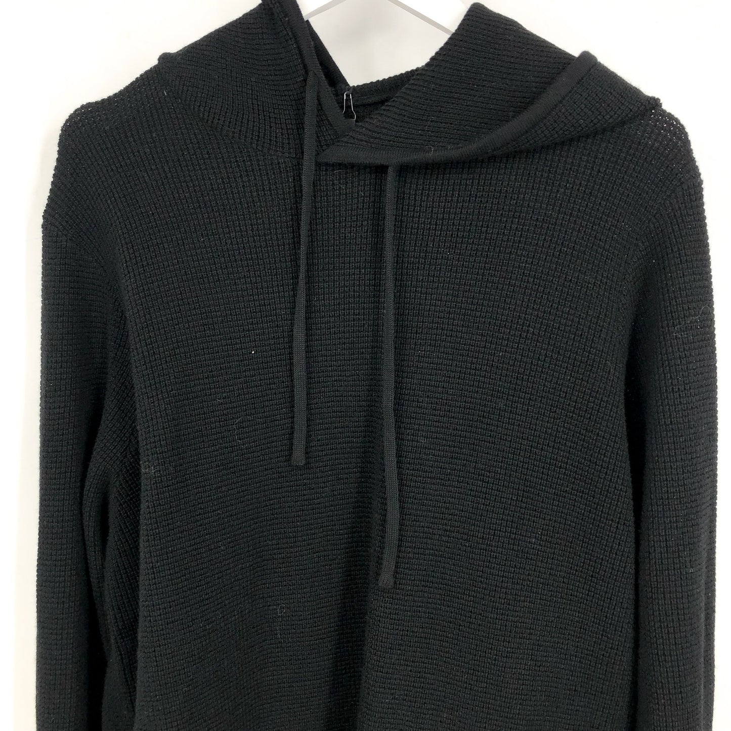 GOOD MAN BRAND Men's Waffle Knit Hoodie Merino Wool Black Large
