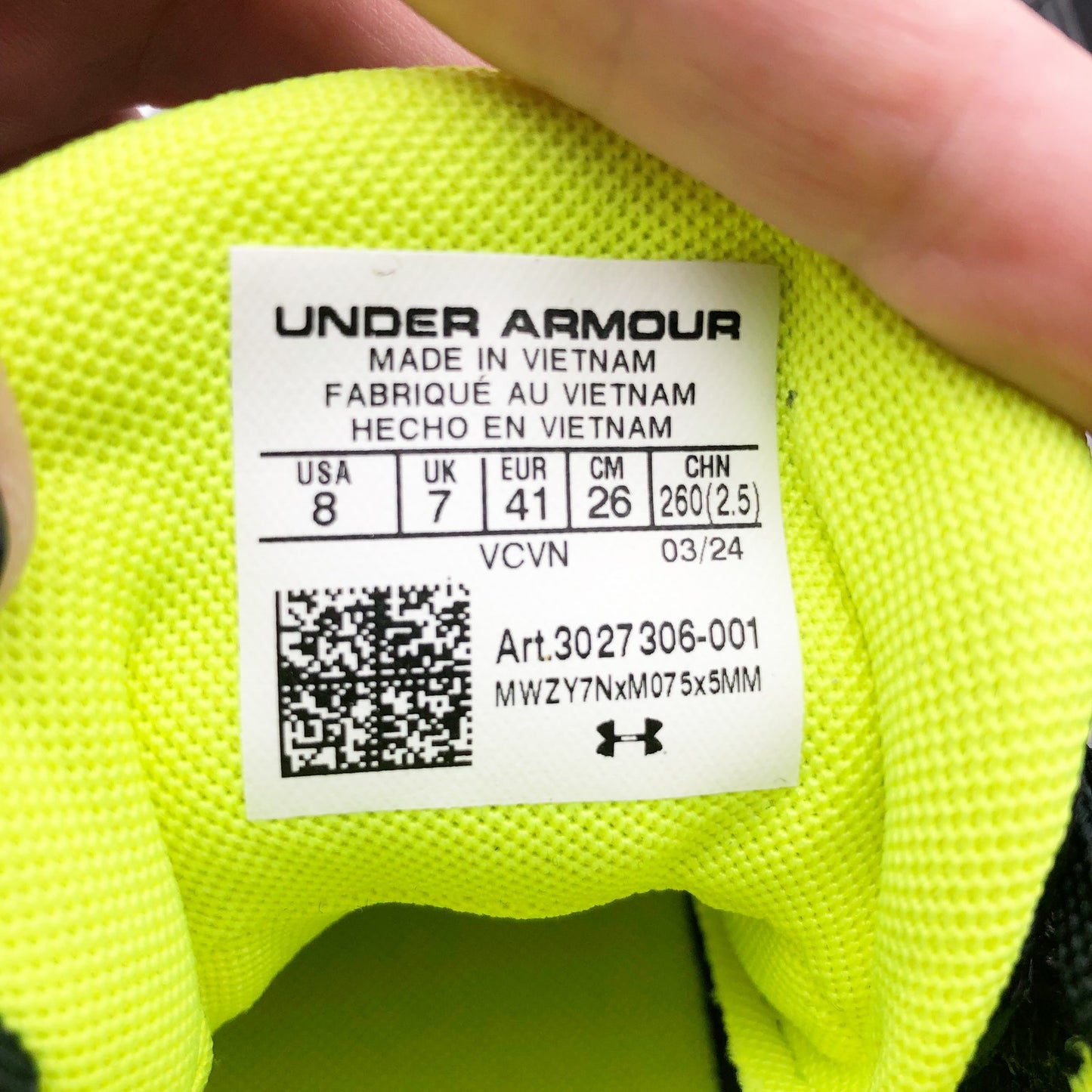 Under Armour Men's Highlight Hammer MC 2.0 Cleats Size 8 Black White Green NWOB