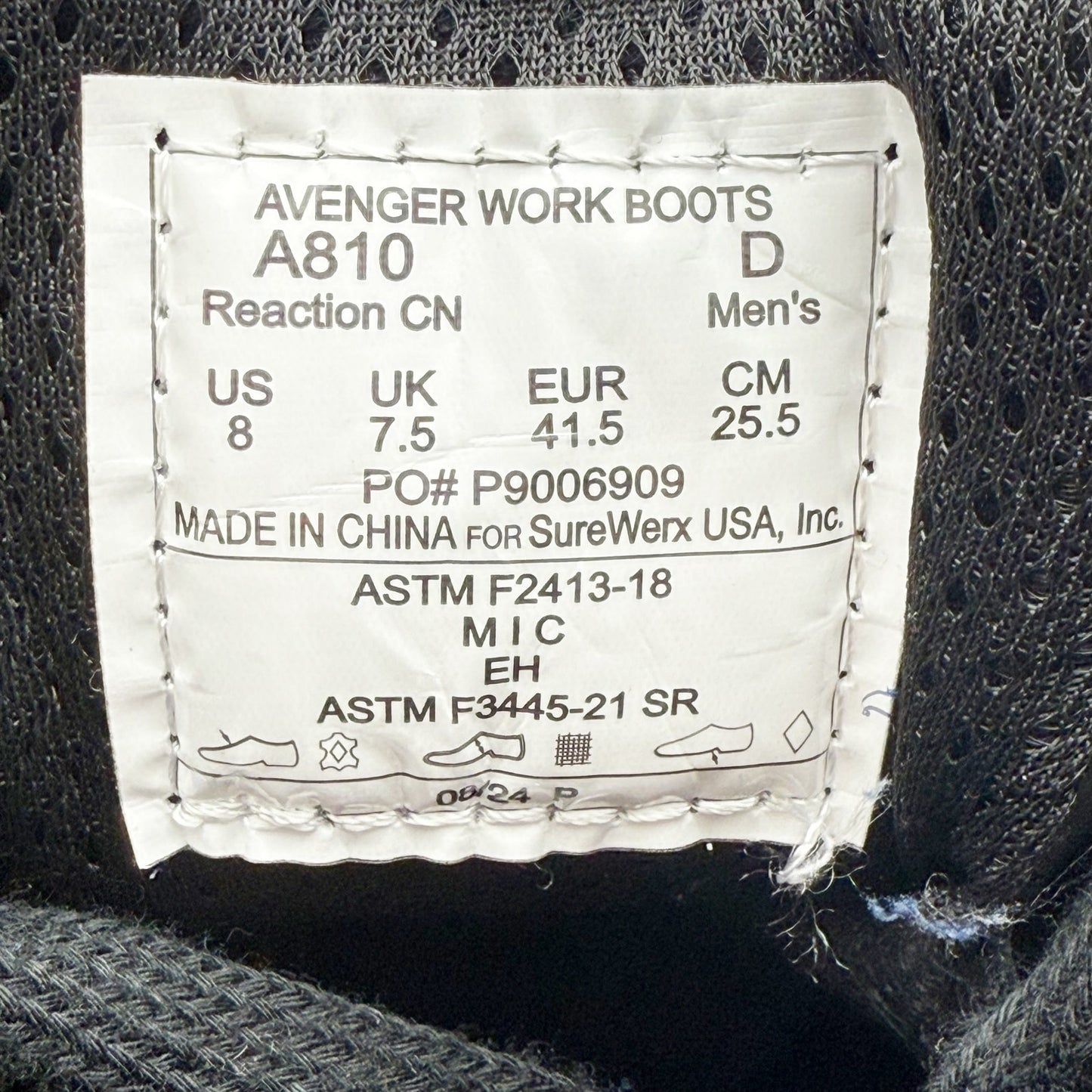 Avenger Mens Reaction SR CT Work Sneakers US 8 D EU 41.5 Black White NIB