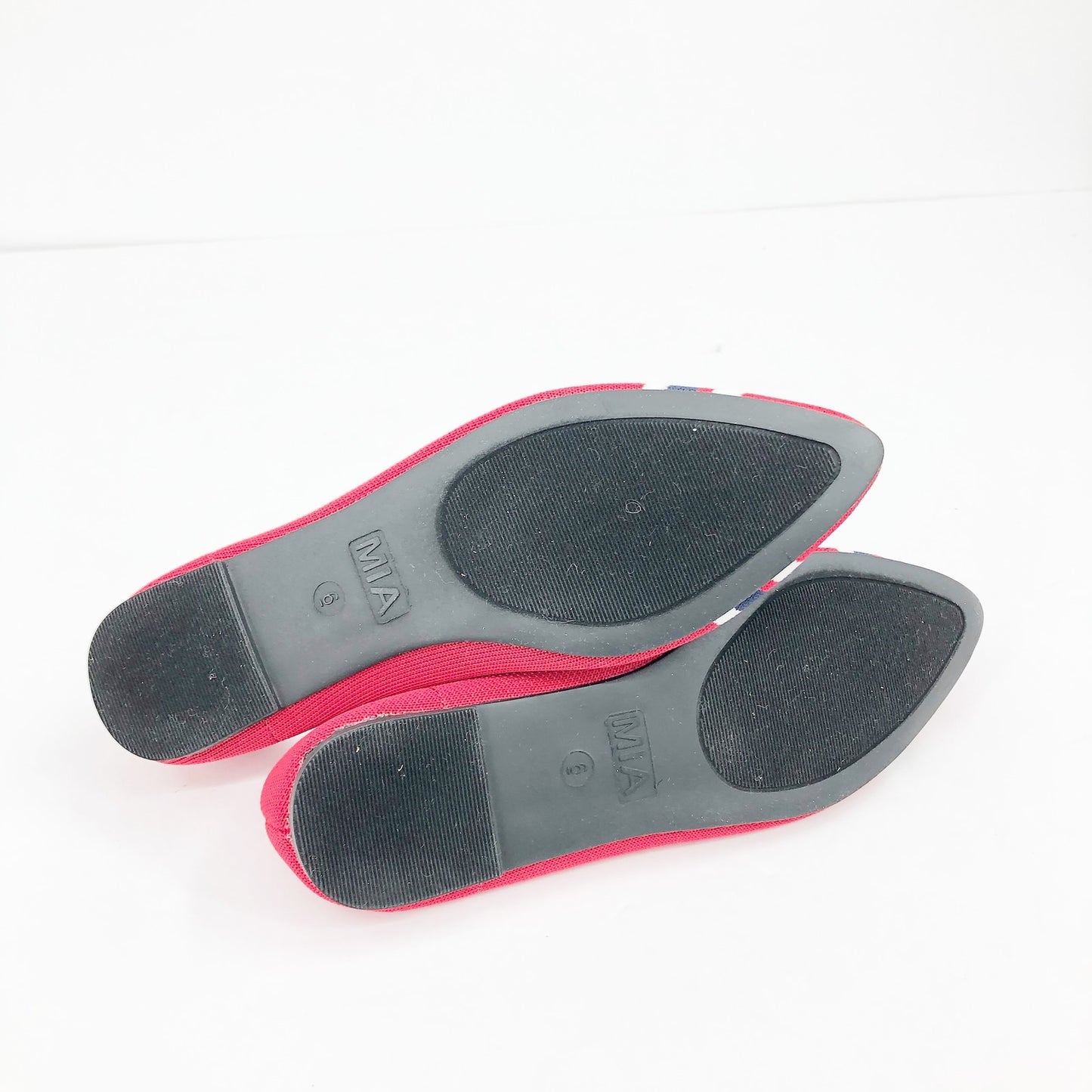 MIA Women's Emme Flyknit Ballet Flats Shoes Size 6 Red Stripes Pointed Toe