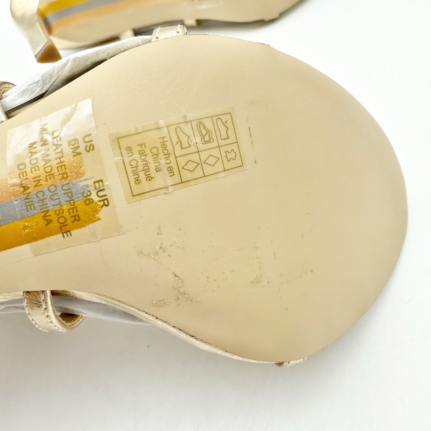 Sam Edelman Womens Delanie Heeled Sandal US 6 M EU 36 Gold Leather Strappy NIB