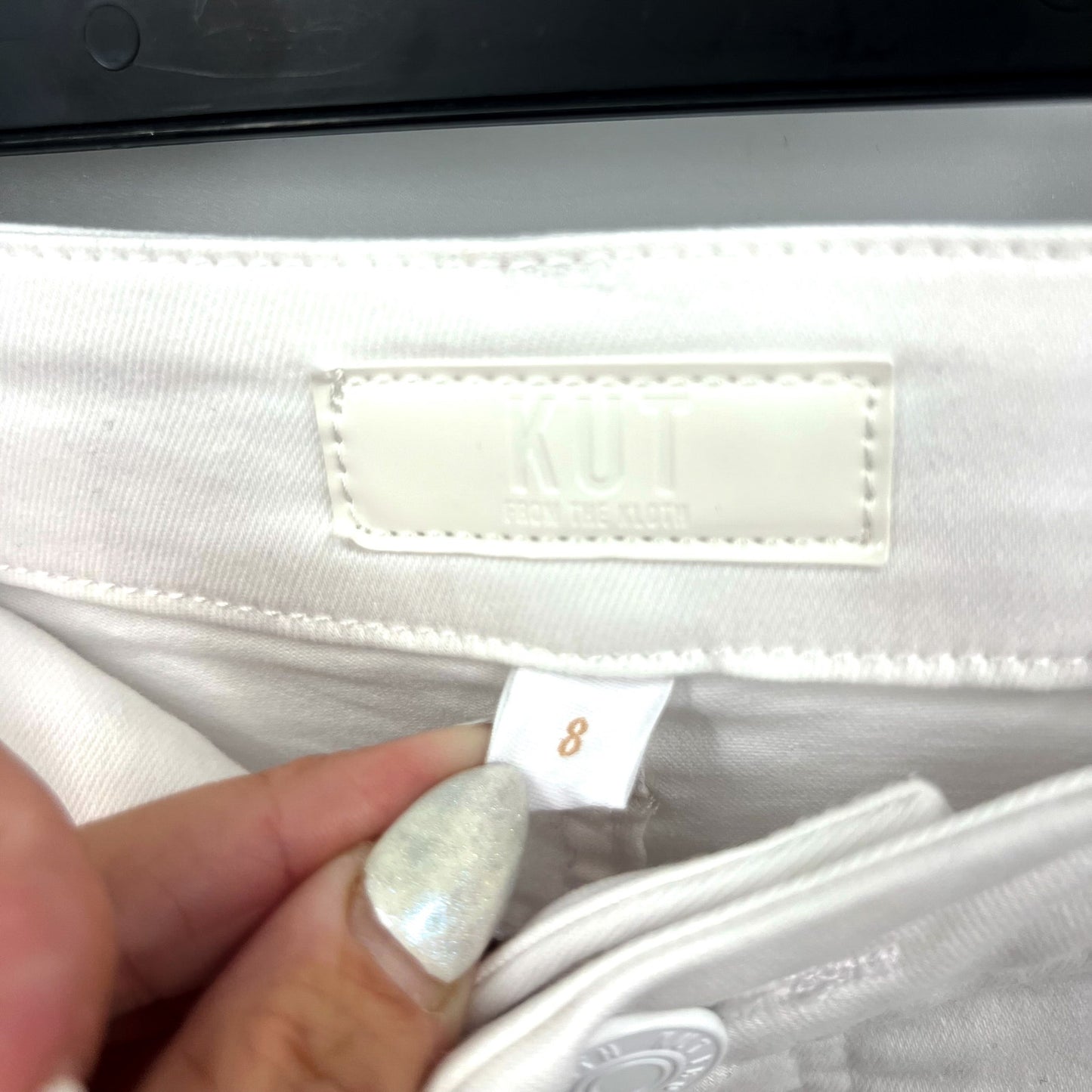 KUT FROM THE KLOTH Meg Wide Leg Jeans Size 8 Optic White High-Rise Fab Ab NWT