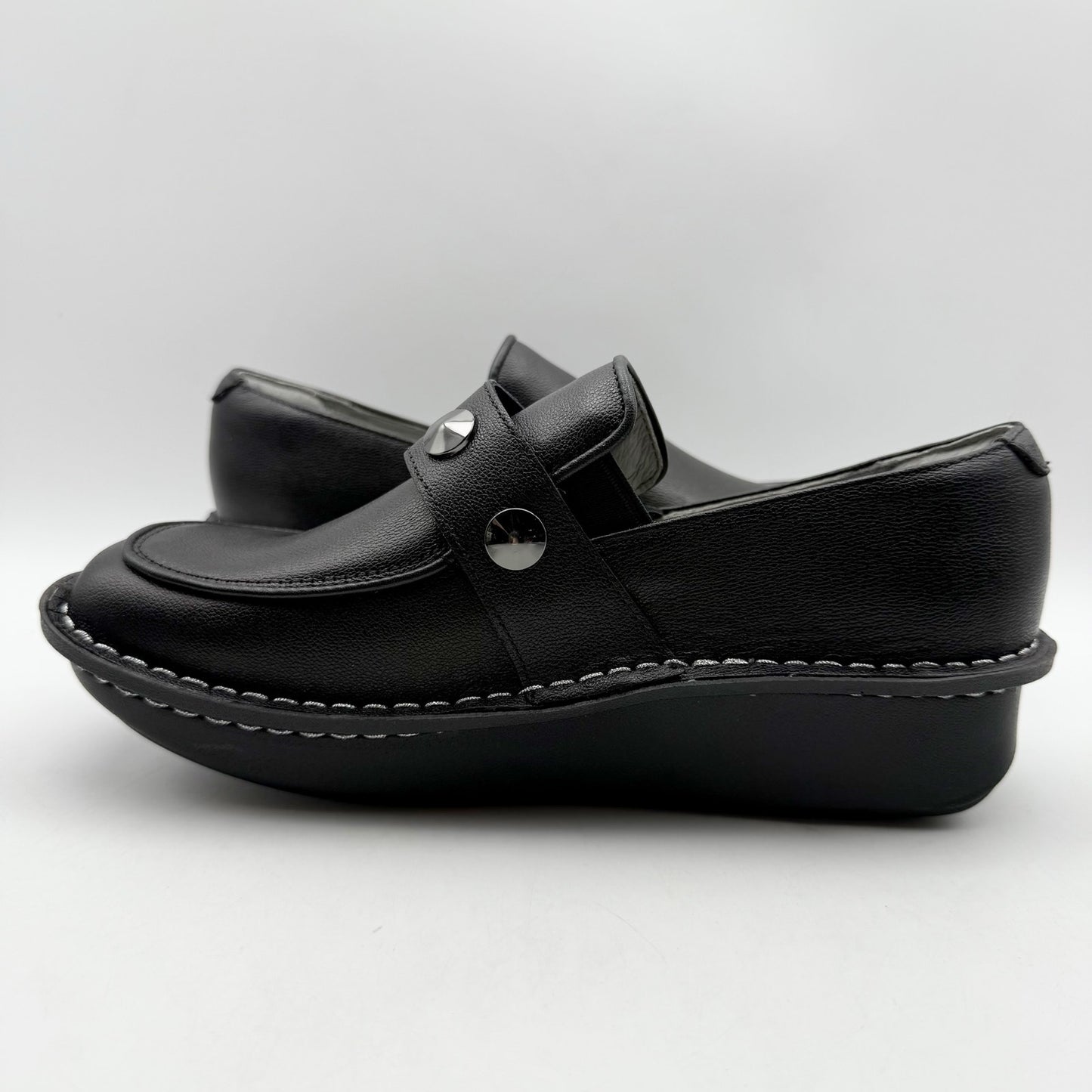 Alegria Womens Ericka Slip On Shoes EU 38 US 8-8.5 Black Leather NIB