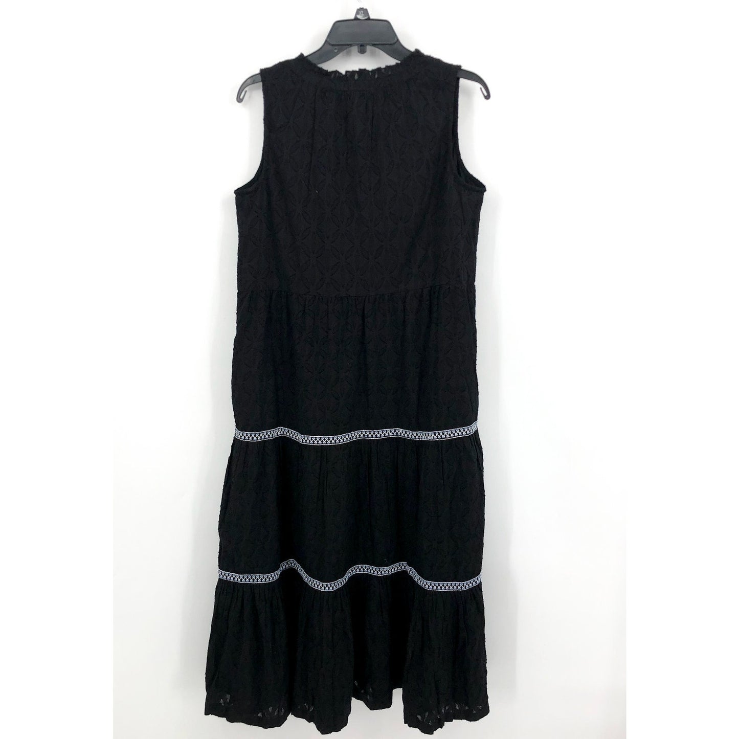 TOMMY BAHAMA Cotton Clip Embellished Split-Neck Dress Cover-Up Black Small