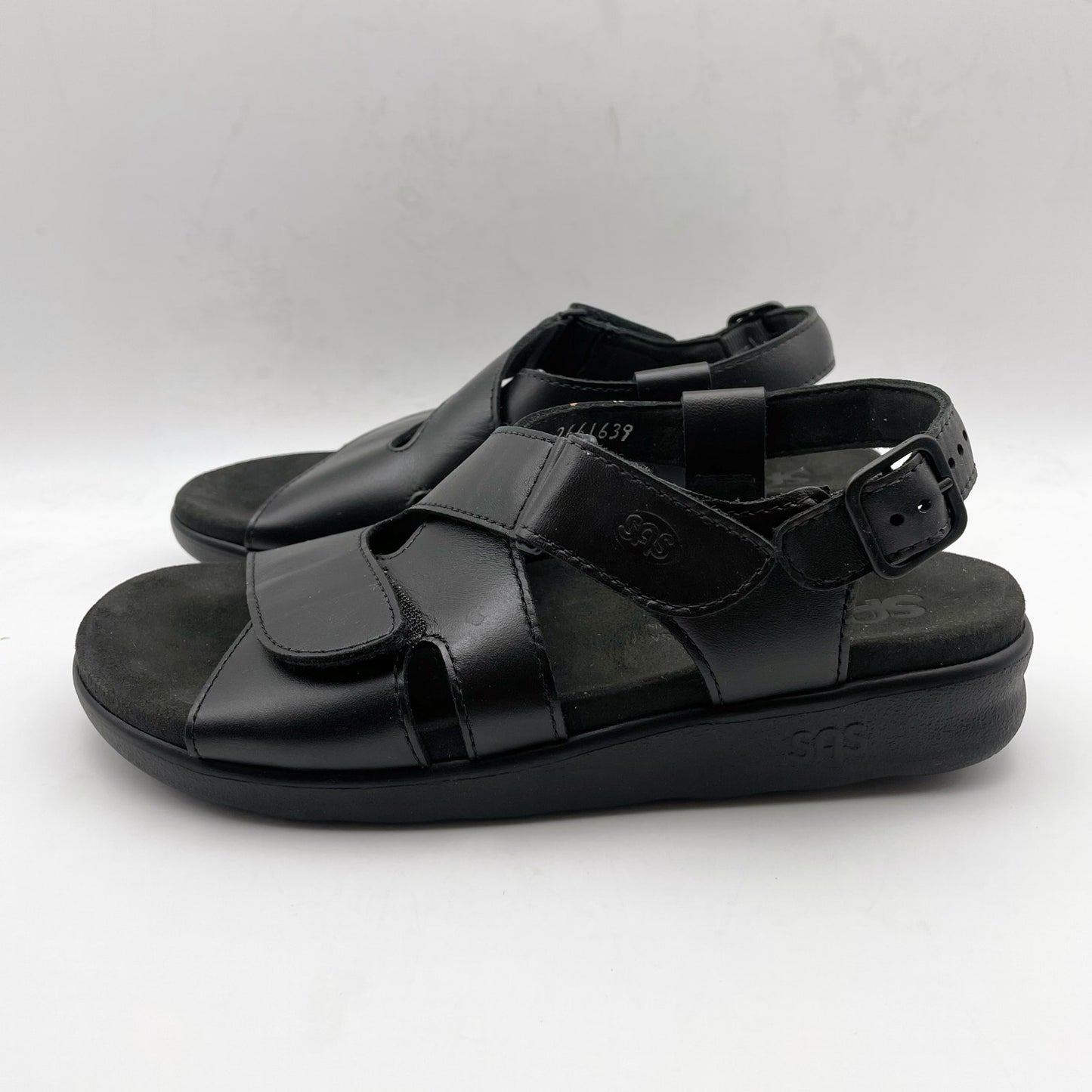 SAS Womens Huggy Adjustable Comfort Sandal US 10 W EU 41.5 Black Leather NIB