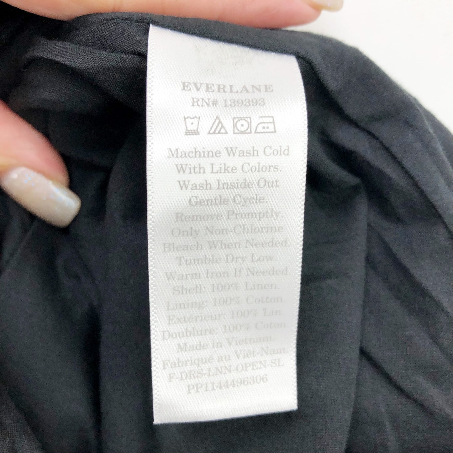 Everlane Womens The Open Back Linen Dress Sz 00 Black Sleeveless Midi NWT