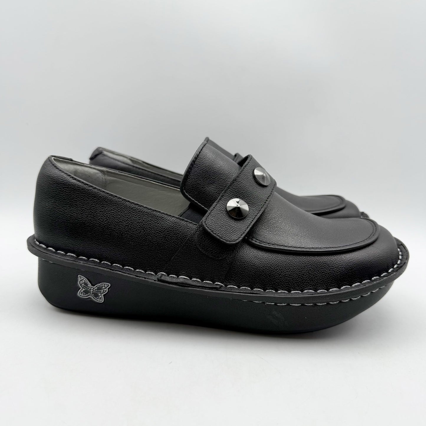 Alegria Womens Ericka Slip On Shoes EU 38 US 8-8.5 Black Leather NIB