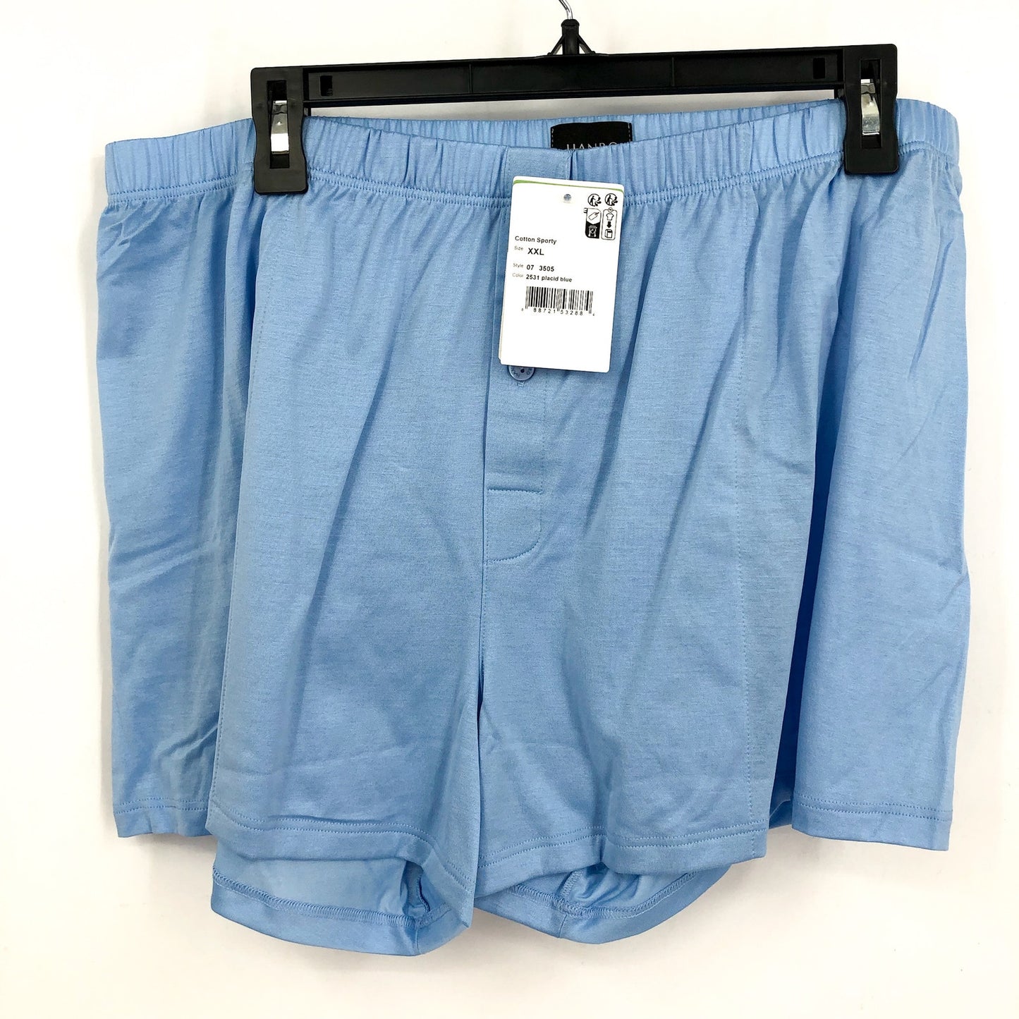 HANRO Men's Button Fly Cotton Sporty Boxer XXL Placid-Blue