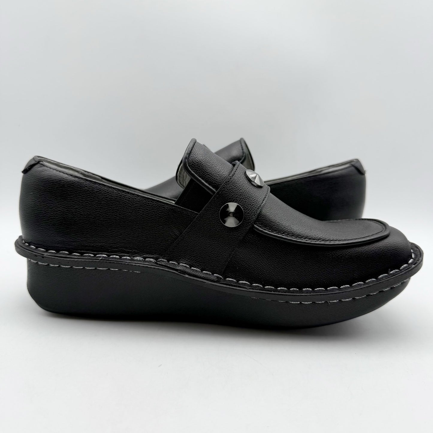 Alegria Womens Ericka Slip On Shoes EU 38 US 8-8.5 Black Leather NIB