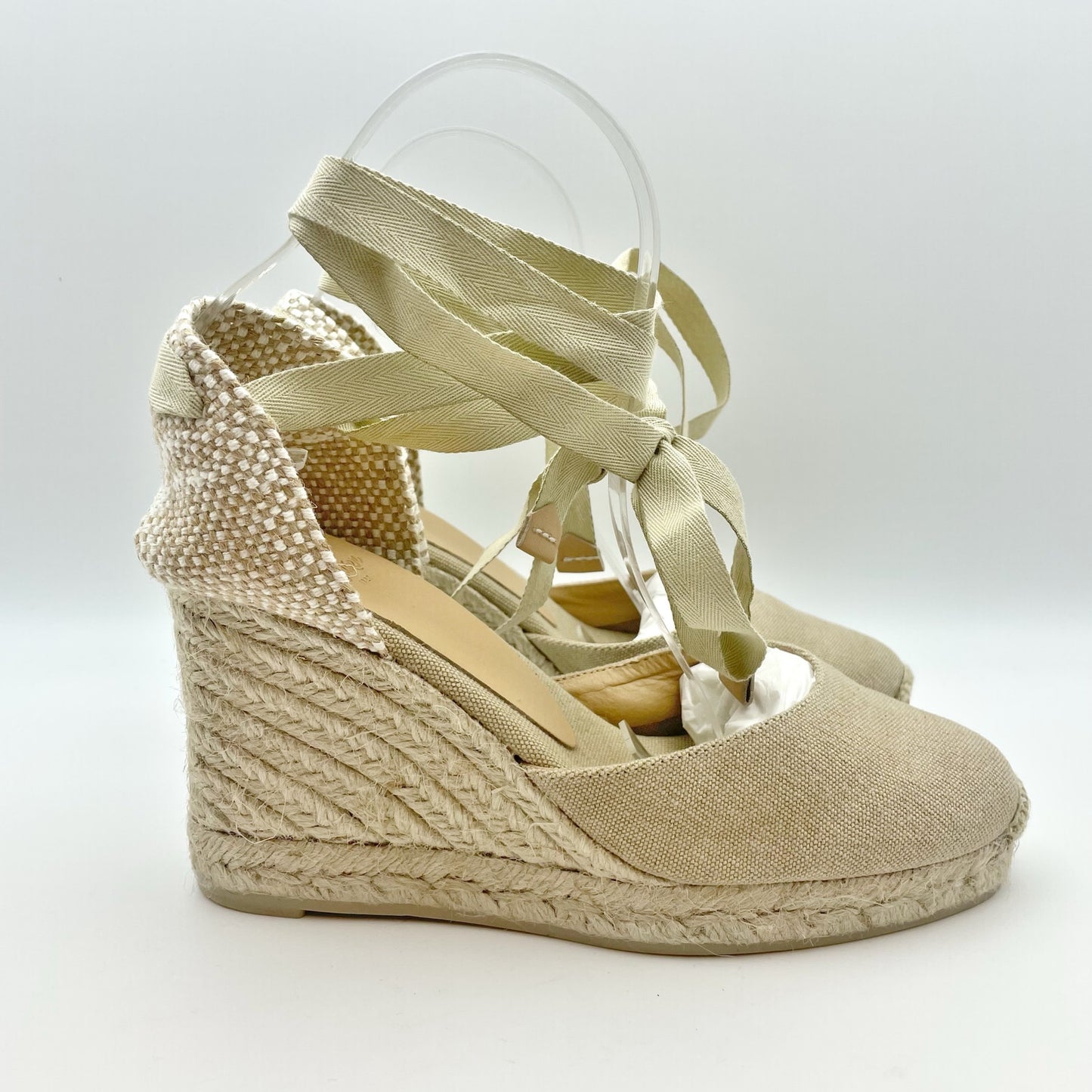 CASTANER Womens Carina 80 Wedge Sandal US 7.5 EU 38 Tan Leather Lining NIB