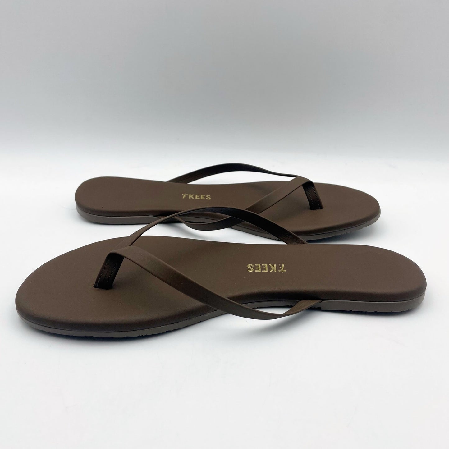 TKEES Womens Lily Square Toe Flip Flop Sandals US 5 B EU 36 Brown Leather NWOB