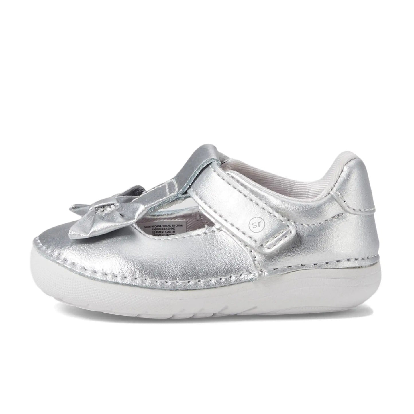 Stride Rite Girls Ashtyn Flat Size 6 Wide Silver Toddler Shoe Mary Jane NIB
