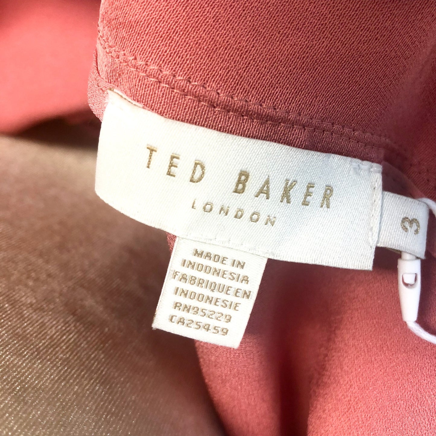 TED BAKER Women's Noemi Midi Dress Size 3 US 8 Dusky Pink V-Neck Bias Cut NWT