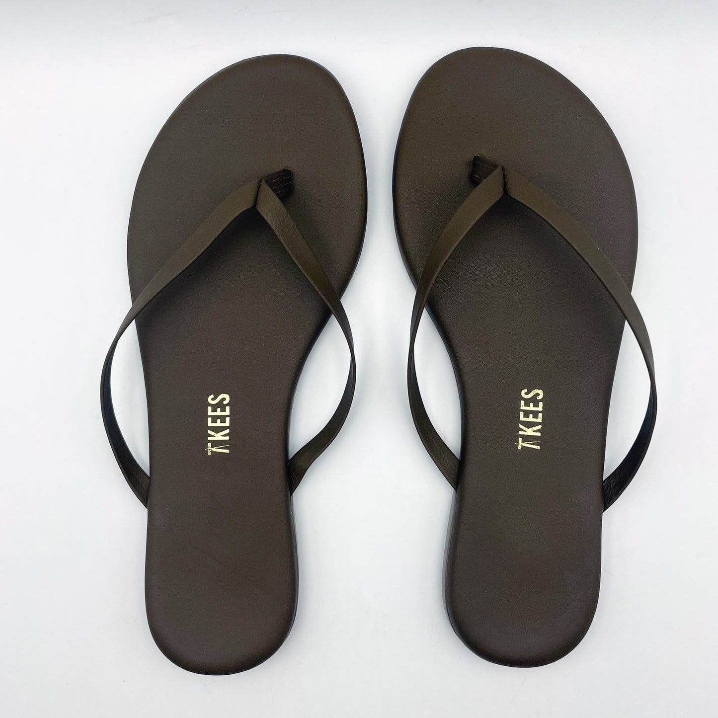 TKEES Womens Lily Square Toe Flip Flop Sandals US 5 B EU 36 Brown Leather NWOB