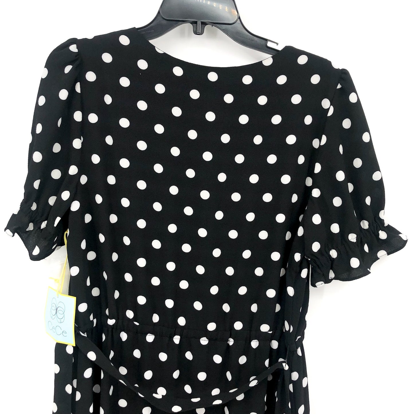 CECE Women's Polka Dot Midi Dress 12 Black White