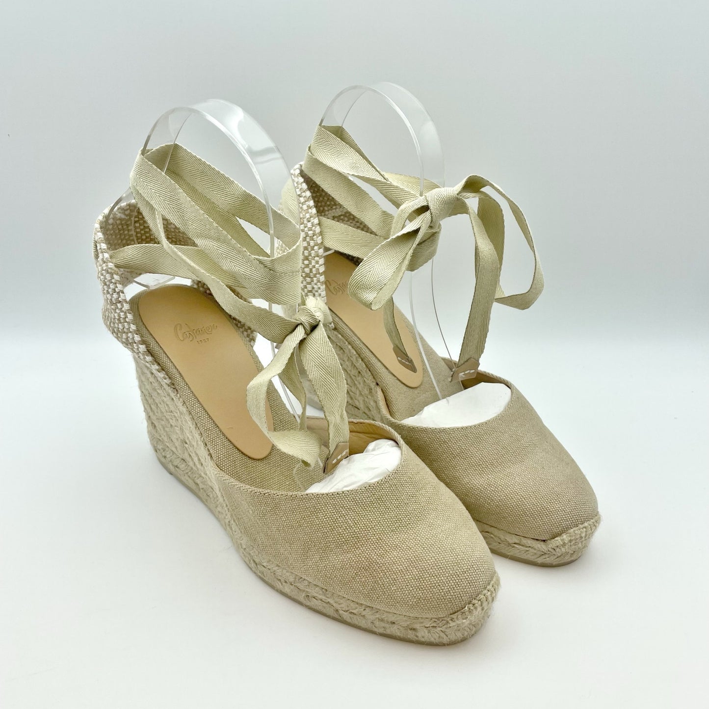 CASTANER Womens Carina 80 Wedge Sandal US 7.5 EU 38 Tan Leather Lining NIB