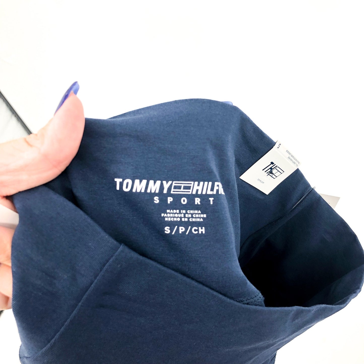 TOMMY HILFIGER SPORT Womens Athletic Leggings Navy Blue SMALL