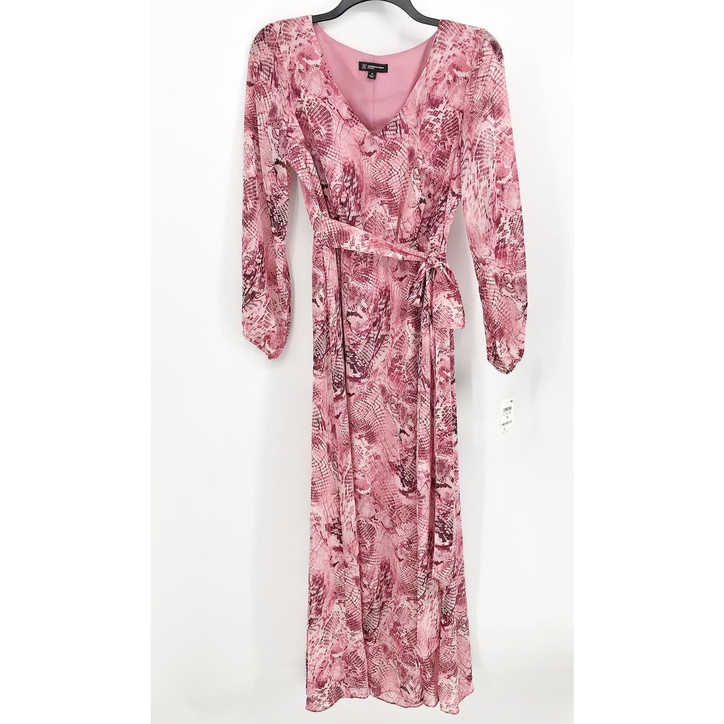 INC International Concepts Maxi Dress Size 10 Pink Chiffon Snake Print NWT