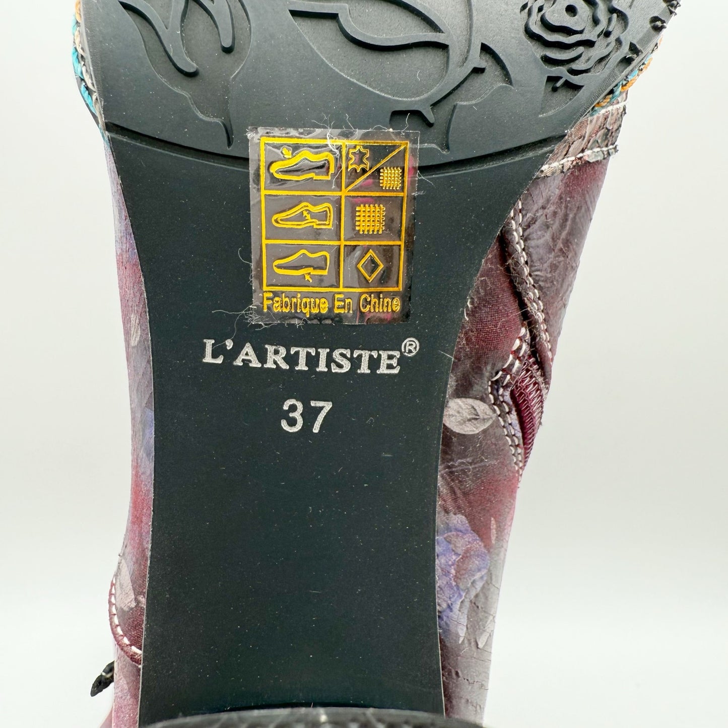 L'Artiste by Spring Step Womens Carre Heeled Boots EU 37 US 7 Purple Leather NIB