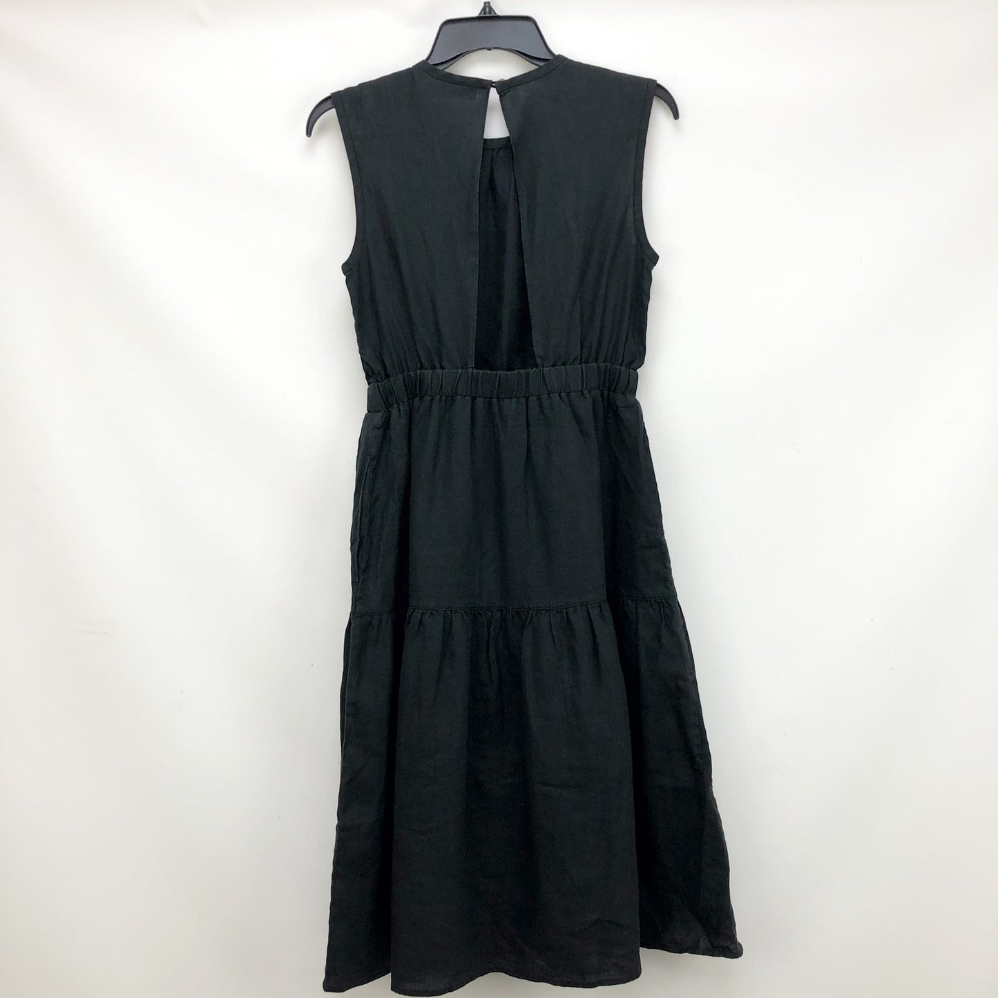 Everlane Womens The Open Back Linen Dress Sz 00 Black Sleeveless Midi NWT