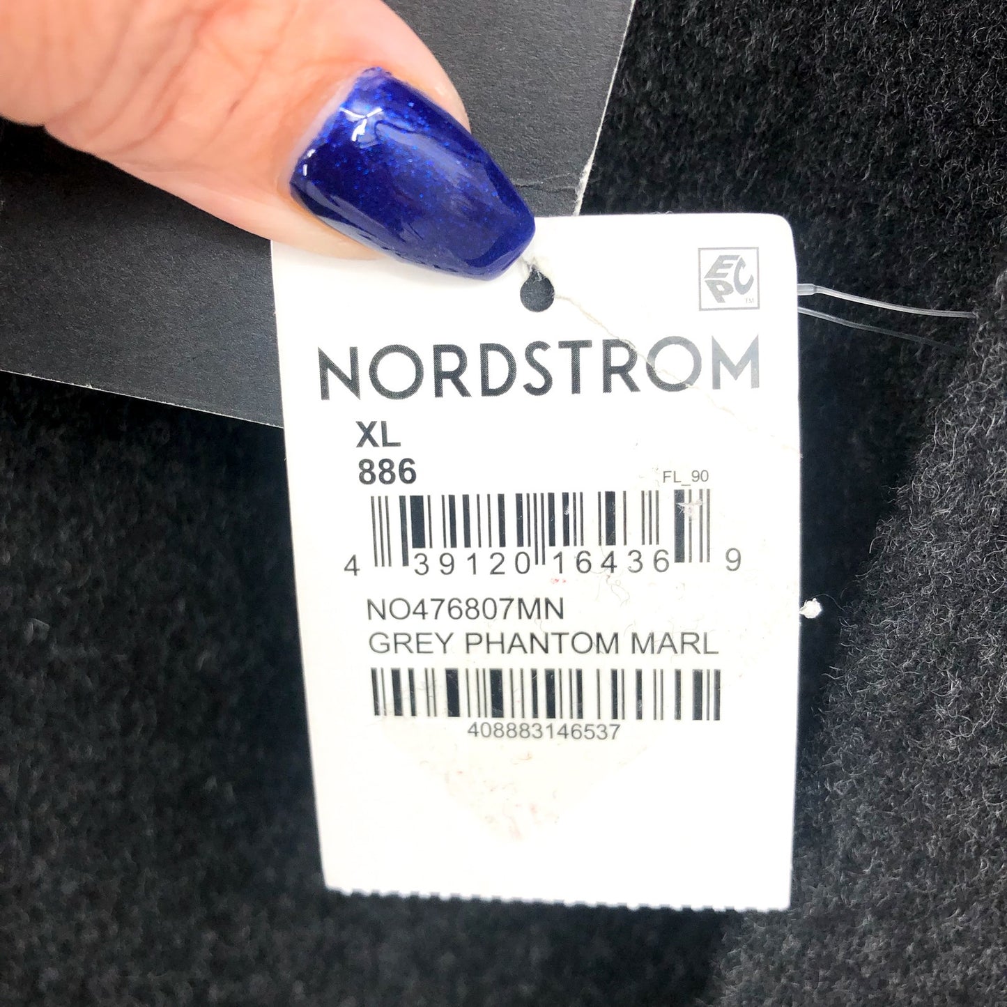 NORDSTROM Men's Russell Mac Wool & Cashmere Coat Grey Phantom Marl XL