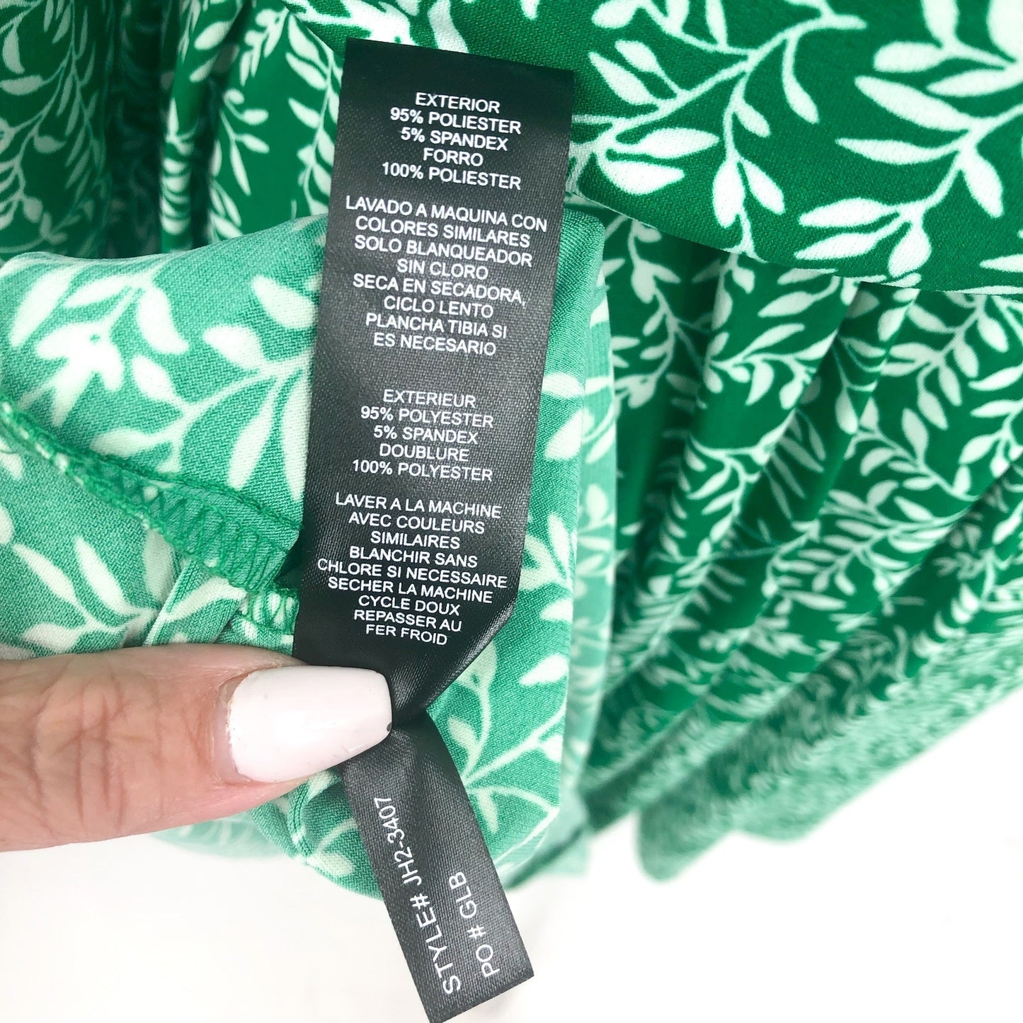 JESSICA HOWARD Faux Wrap Dress 14W Green Printed 3/4 Sleeve NWOT