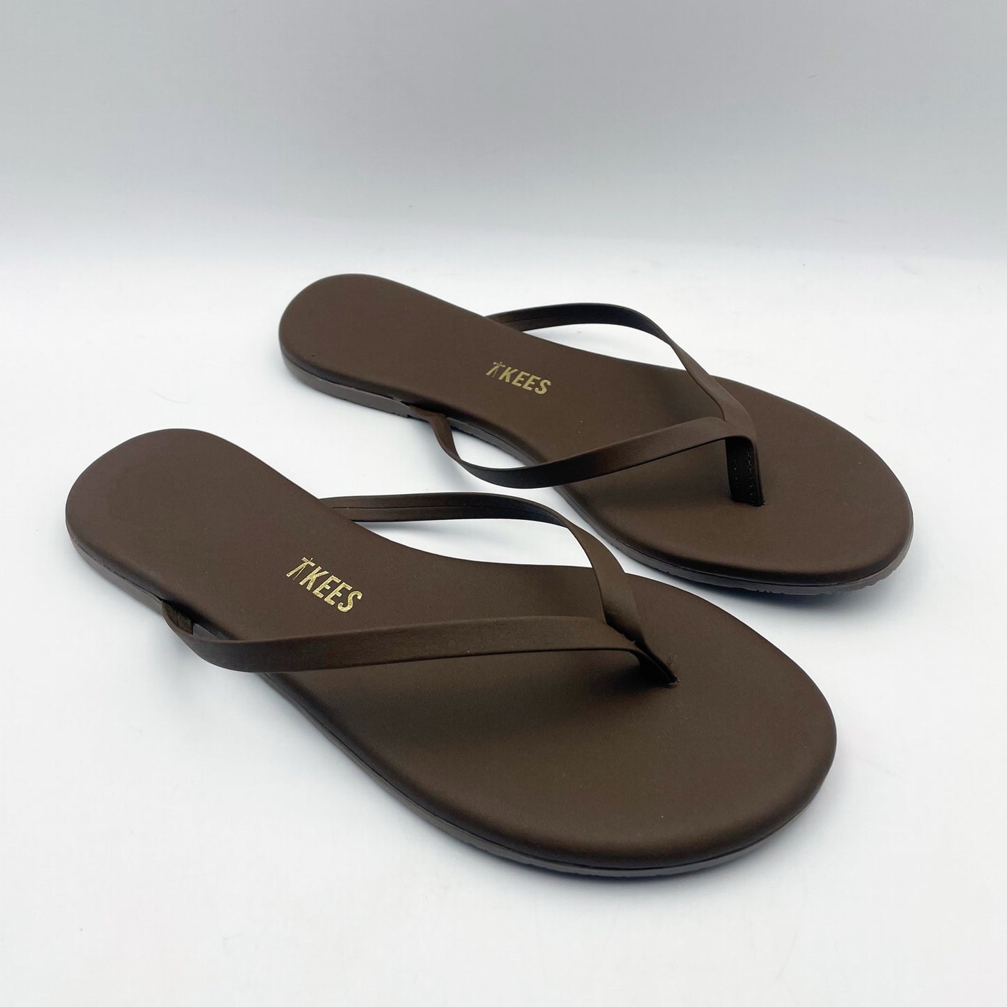 TKEES Womens Lily Square Toe Flip Flop Sandals US 5 B EU 36 Brown Leather NWOB