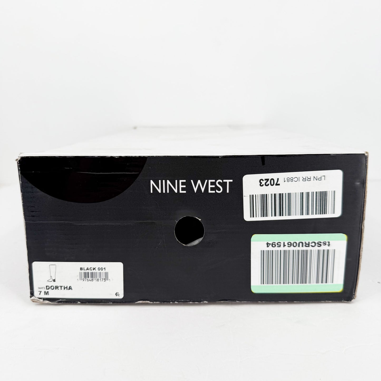 Nine West Womens Dortha Boots Size 7M Black Leather Knee High Flared Heel NIB