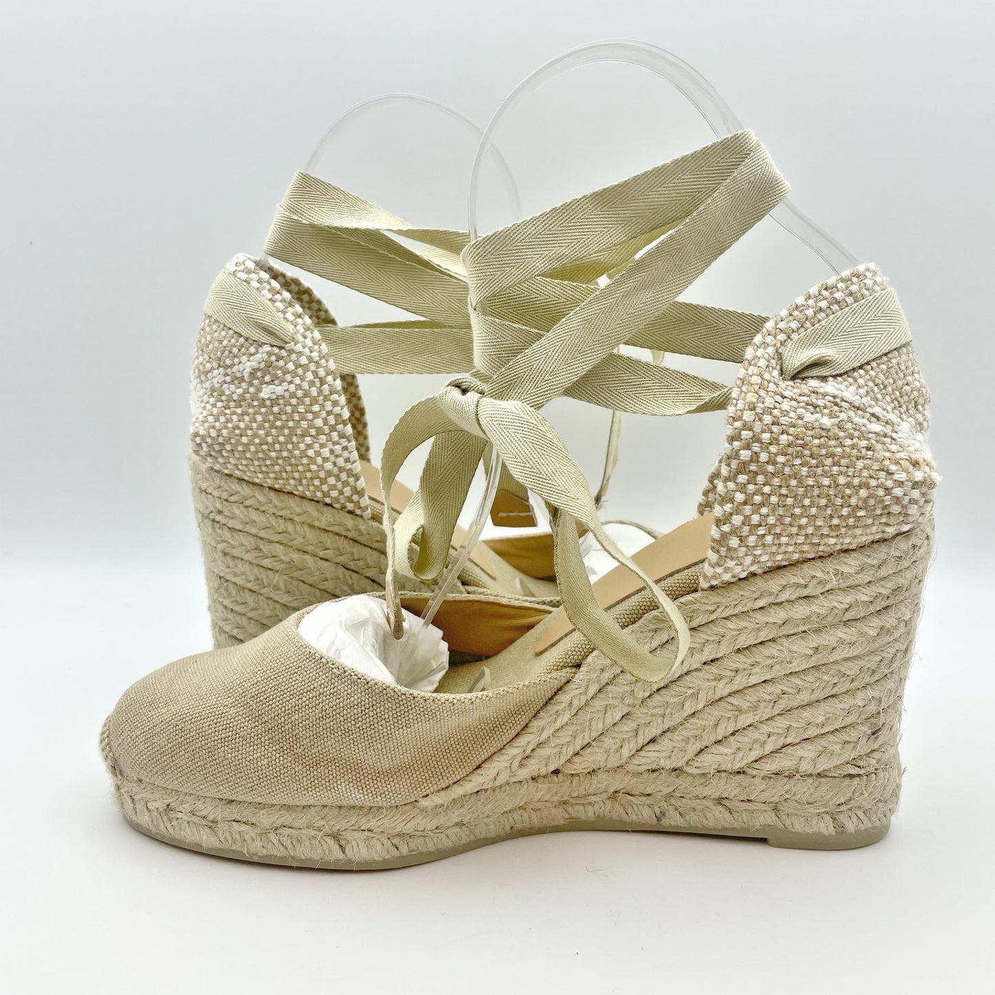CASTANER Womens Carina 80 Wedge Sandal US 7.5 EU 38 Tan Leather Lining NIB