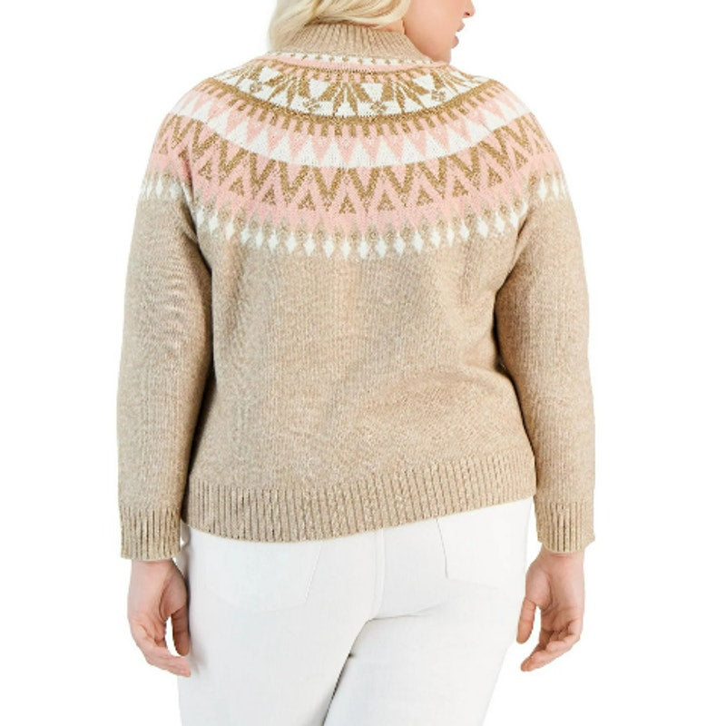 TOMMY HILFIGER Half Snowflake Pullover Sweater Light Heather Fawn 0X