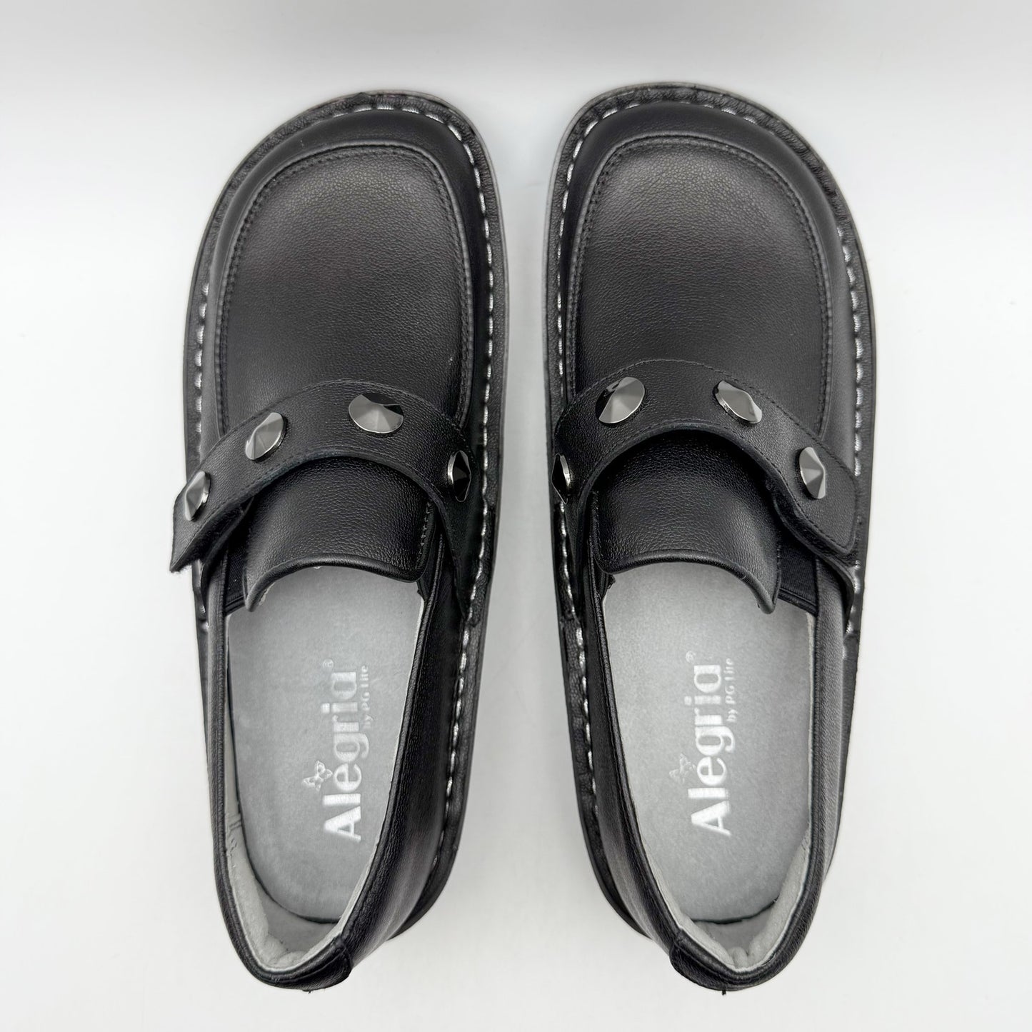 Alegria Womens Ericka Slip On Shoes EU 38 US 8-8.5 Black Leather NIB
