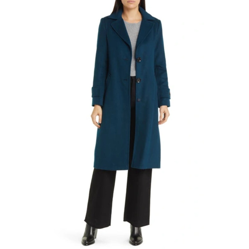 SAM EDELMAN Women's Longline Coat Size 16 Teal Blue Wool Blend NWT