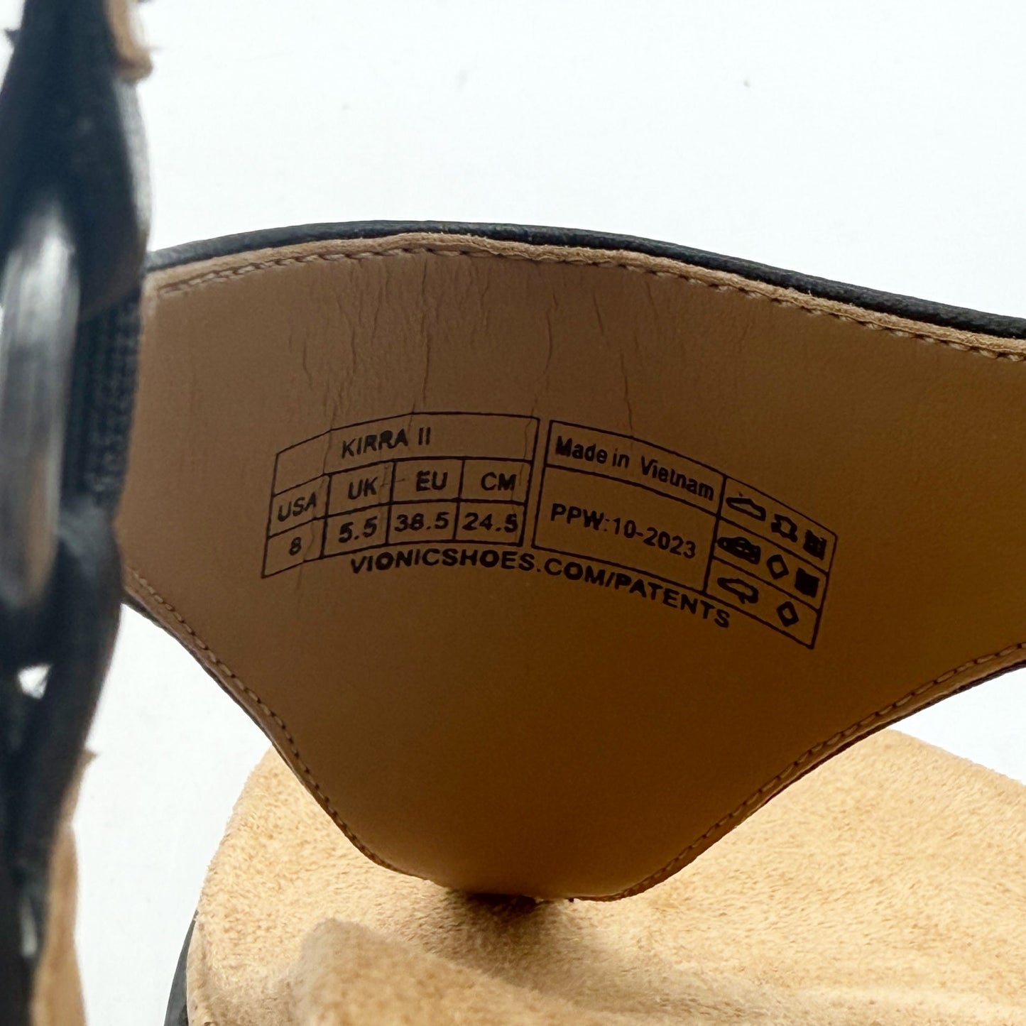 Vionic Womens Kirra II Wedge Sandals US 8 EU 38.5 Black Leather NIB