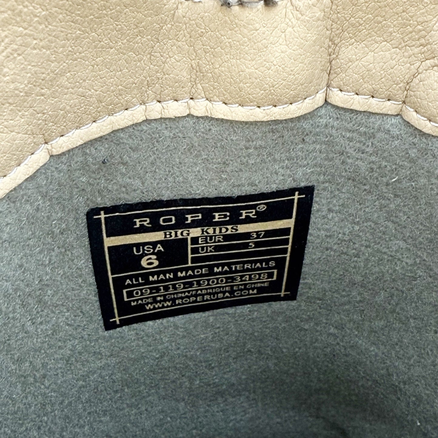 Roper Kids Eastwood Calf-High Boots US 6 EU 37 Brown Green Western NIB