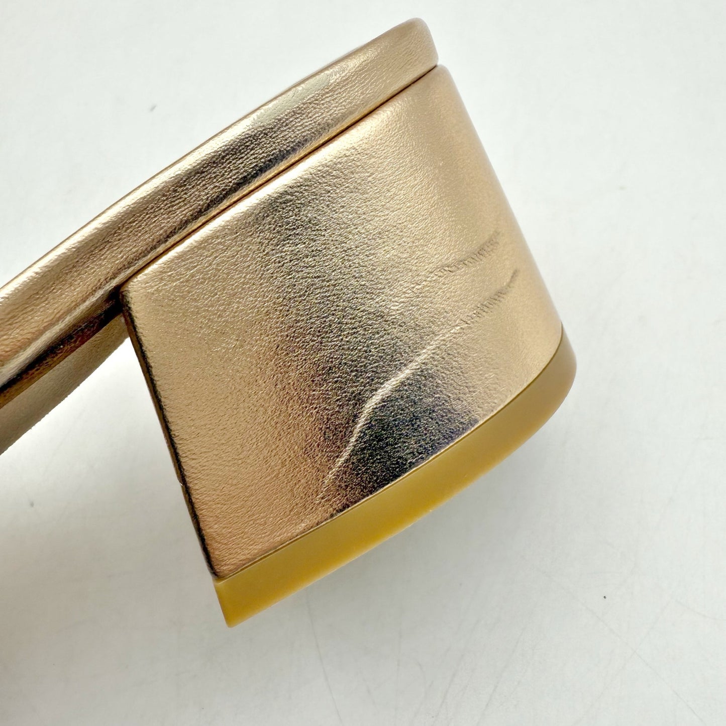 Stuart Weitzman Womens Sofia 45 Slide High Heels US 8.5 M Gold Leather Bow NIB