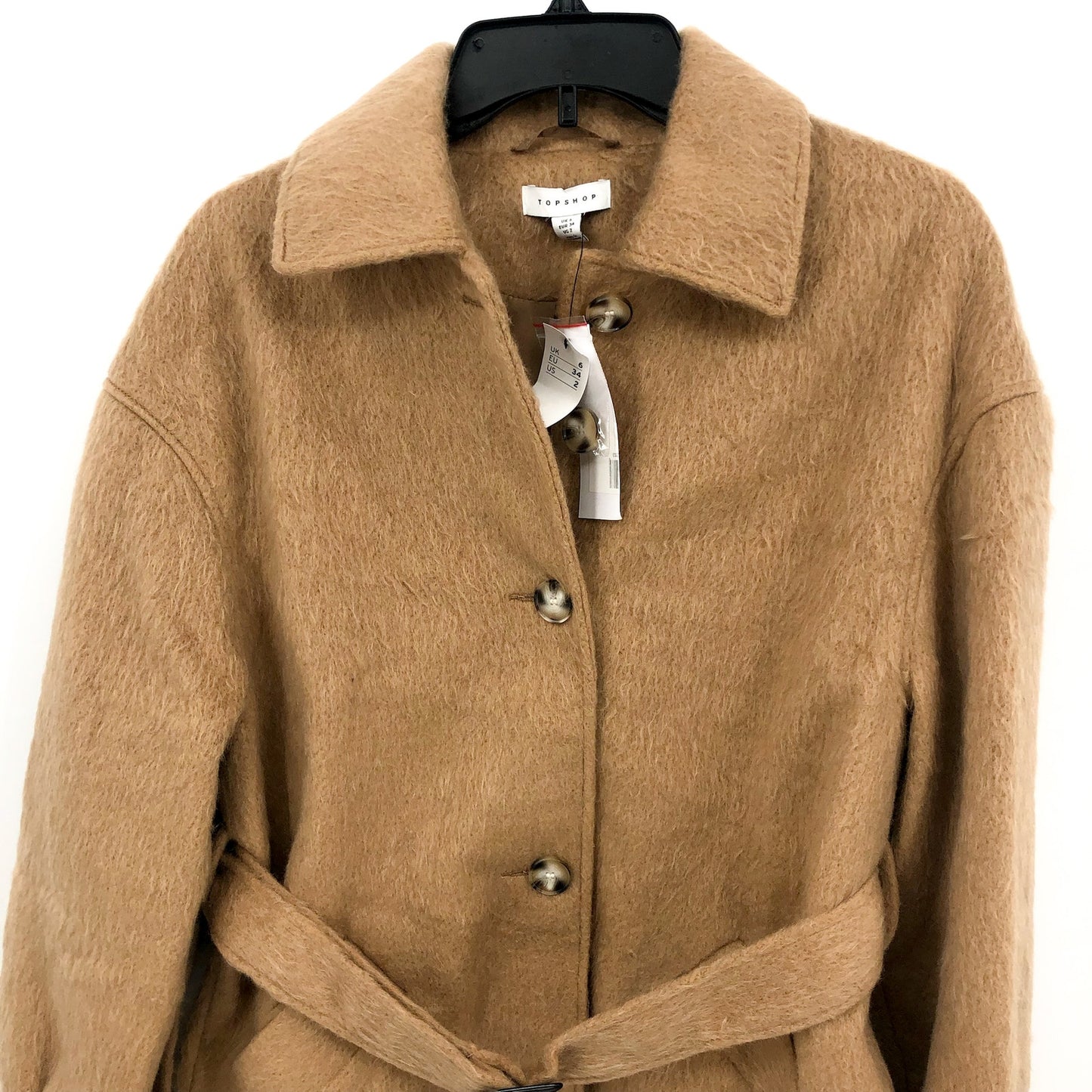 TOPSHOP Women's Brushed Belted Shacket Camel Size 2