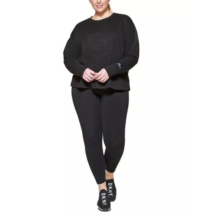 DKNY SPORT Women's Embossed Logo Sweatshirt Black 1X