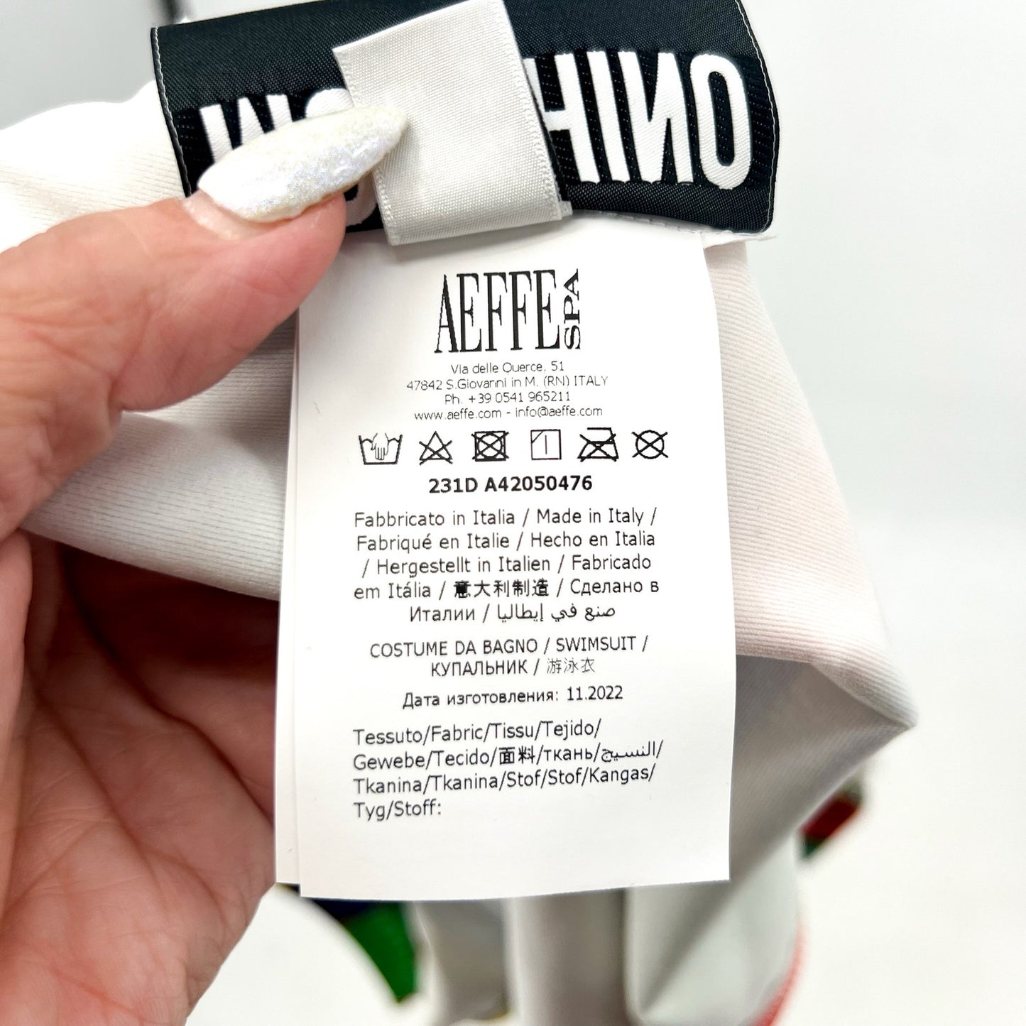 MOSCHINO Women's Allover Nautical Print One Piece Swimsuit Size 6 Red Blue NWOT